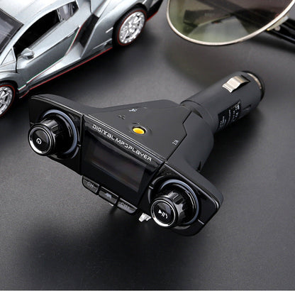 Dual-head Car Bluetooth Mp3 Dual-knobs, Cool Lights, Large-screen Display