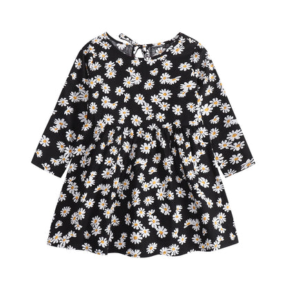 Robe en coton à manches longues à motif floral pour enfants