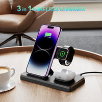 Chargeur sans fil multifonctionnel trois-en-un avec support pliant