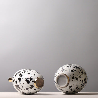 Chinese Ceramic Vase Splash-ink Color Matching Long Neck Flower Device