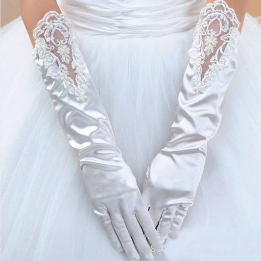 Guantes laminados de etiqueta para boda hasta medio dedo