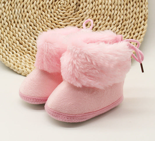 Zapatos gruesos de algodón antideslizantes de terciopelo de suela blanda para bebé