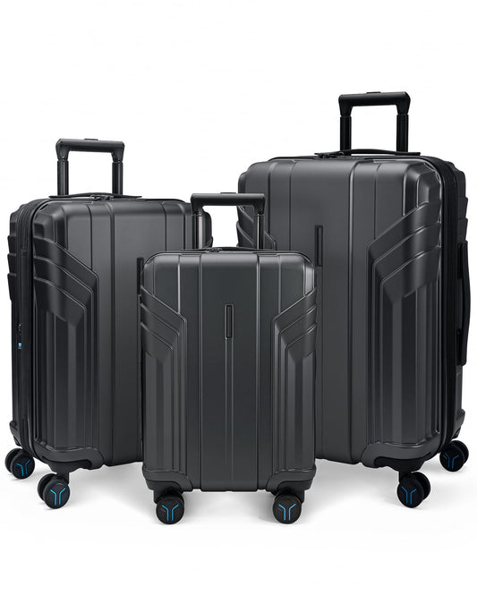 BAGSMART Expandable Spinner Wheel Luggage Trio - Black