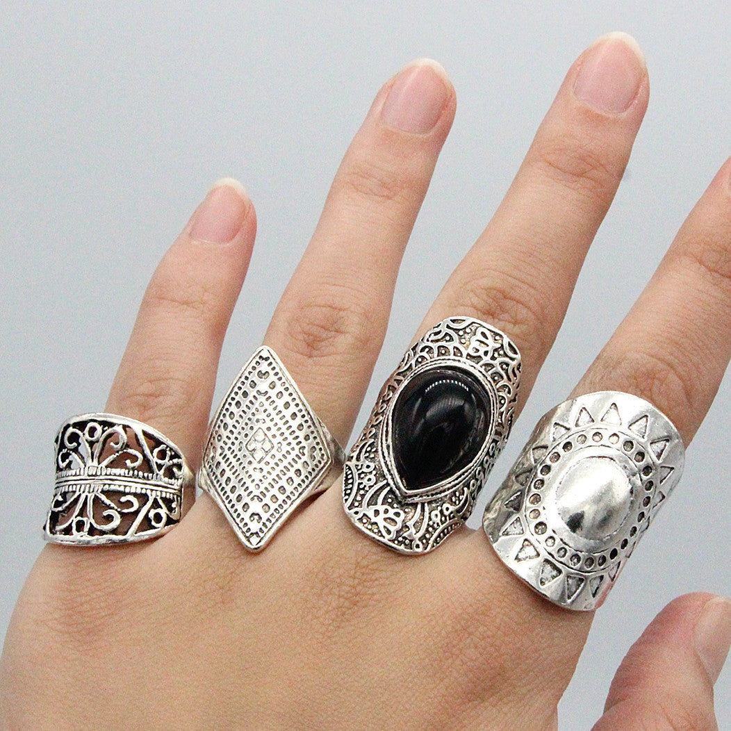 Women's Vintage Water Drop Diamond Ring Suit