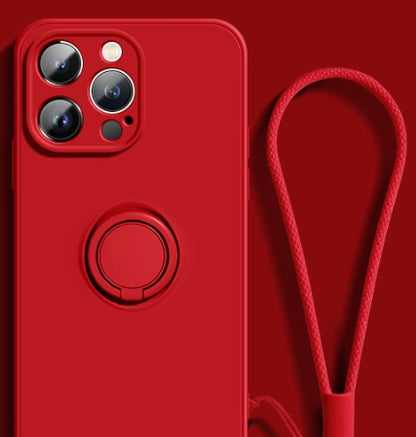Liquid Silicone Phone Case with Ring Holder – Shockproof, Grip-Friendly & Compatible Design