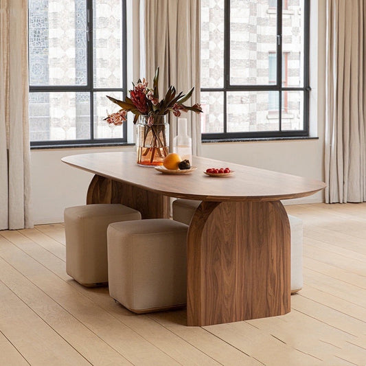 Mesa y sillas de comedor sencillas de madera maciza para el hogar