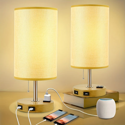 LumaTouch | Touch Table Lamp with USB Outlet and Fabric Shade Bedside Decor