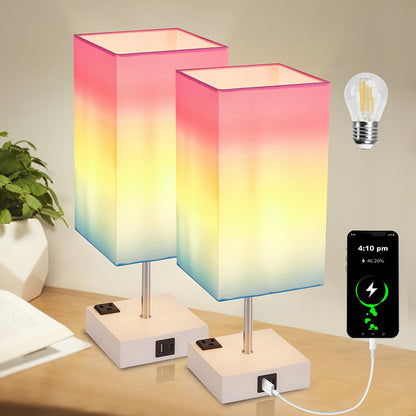 LumaTouch | Touch Table Lamp with USB Outlet and Fabric Shade Bedside Decor