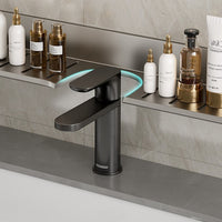 Gun Gray Storage Rack Punch-free Mirror Front Bathroom Faucet Storage Rack Bathroom Table Faucet Rack Alumimum