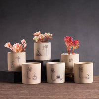 Mini pot de fleurs en céramique simple pour succulentes, en grès, respirant, pour plantes d'intérieur, combinaison de pots, décoration de table, petits ornements