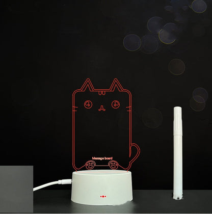 Tableau de messages manuscrits en acrylique 3D avec lumière LED