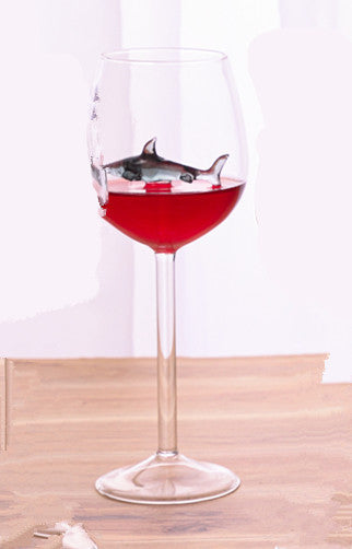 Verres à vin rouge avec requin à l'intérieur Verres à pied en verre transparent sans plomb pour la maison, le bar, les fêtes HFing