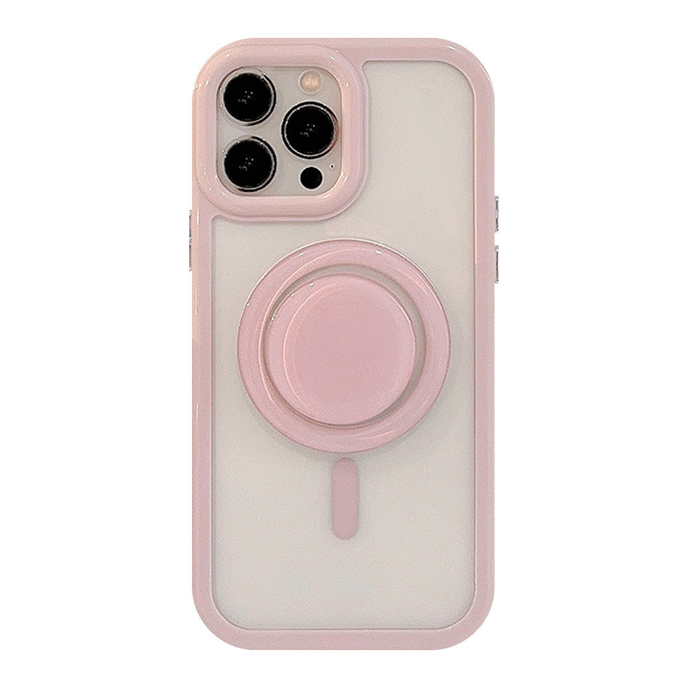 Magnetic Bracket iPhone Case – Solid Color Acrylic with MagSafe-Style Stand | iPhone 11–16