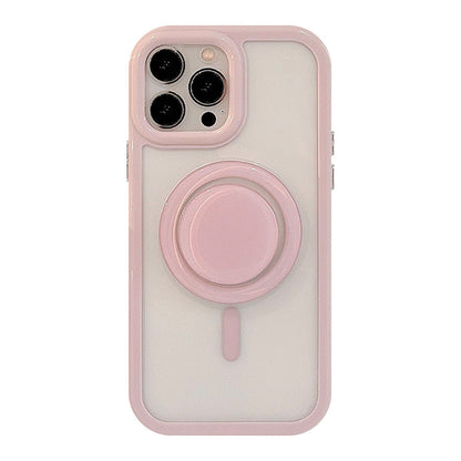 Magnetic Bracket iPhone Case – Solid Color Acrylic with MagSafe-Style Stand | iPhone 11–16