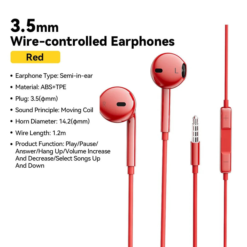 ESSAGER 3.5mm Wired In-Ear Headphones | Built-in Mic and Volume Control