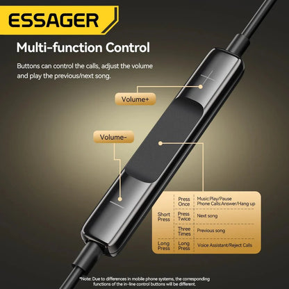ESSAGER 3.5mm Wired In-Ear Headphones | Built-in Mic and Volume Control