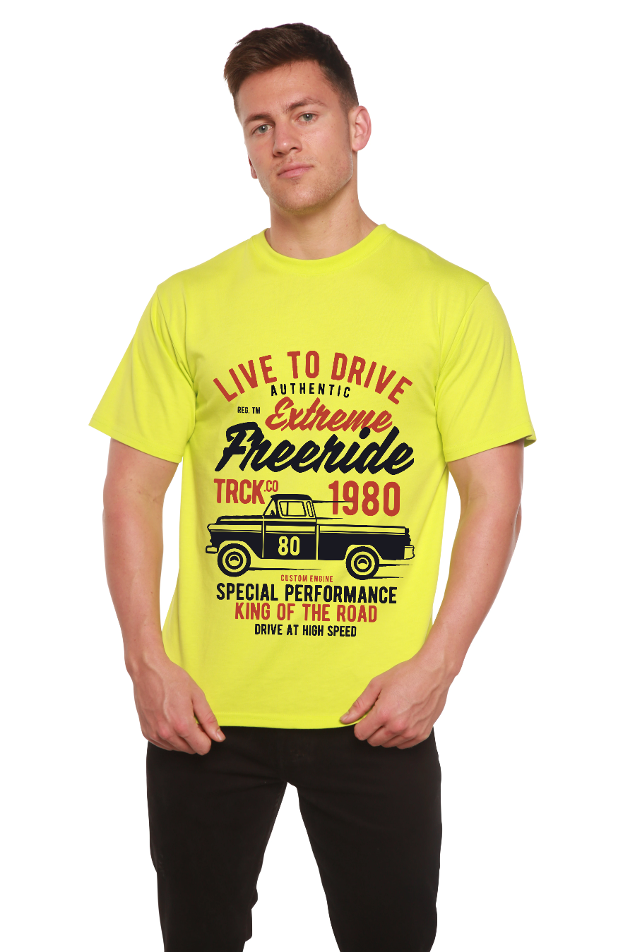T-shirt graphique à manches courtes Extreme Freeride en viscose de bambou et coton biologique pour homme