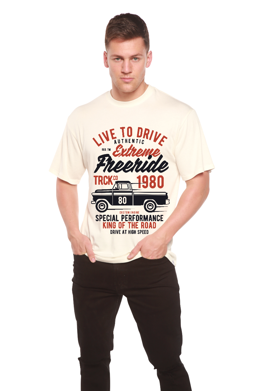 T-shirt graphique à manches courtes Extreme Freeride en viscose de bambou et coton biologique pour homme