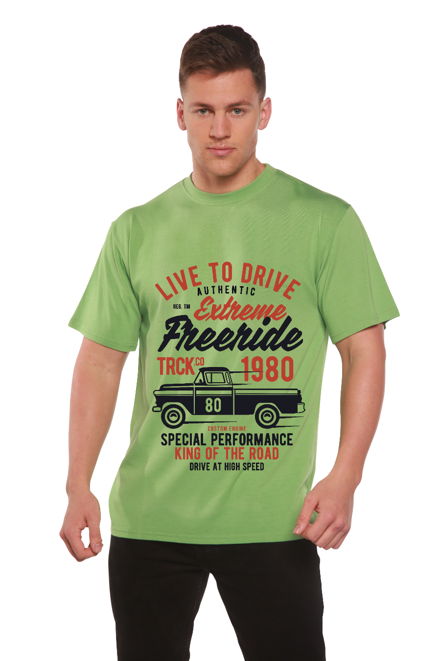 T-shirt graphique à manches courtes Extreme Freeride en viscose de bambou et coton biologique pour homme