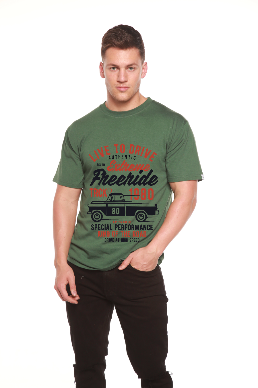 T-shirt graphique à manches courtes Extreme Freeride en viscose de bambou et coton biologique pour homme