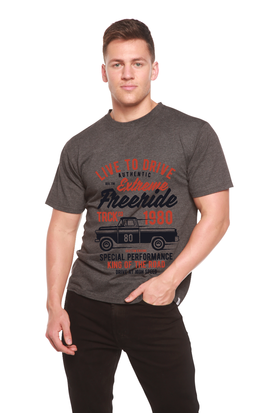 T-shirt graphique à manches courtes Extreme Freeride en viscose de bambou et coton biologique pour homme