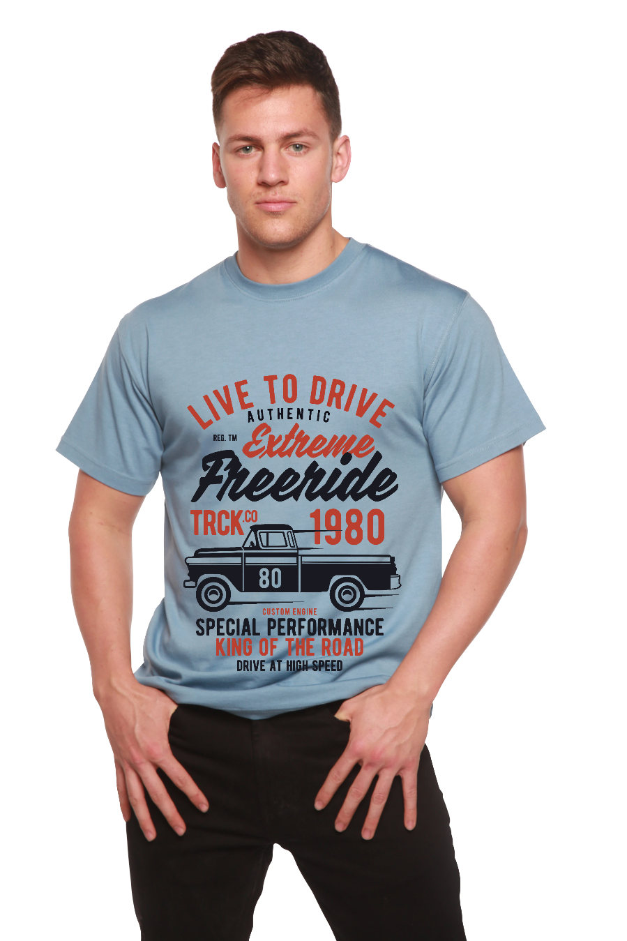 T-shirt graphique à manches courtes Extreme Freeride en viscose de bambou et coton biologique pour homme