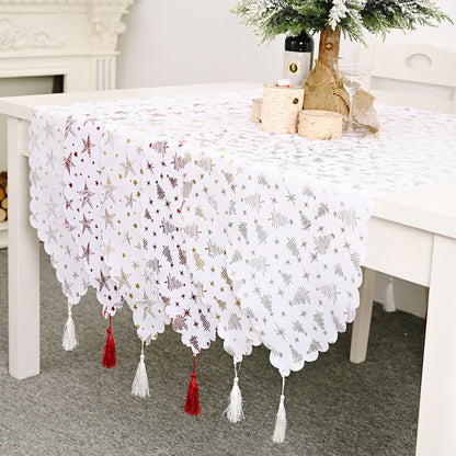 Chemin de table blanc bronzant en tissu pour la maison
