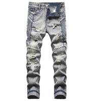 Jeans Homme Brodés Spéciaux Délavés Style Rétro Européen et Américain