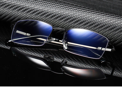 Men's Distance And Near Dual-use Anti-blue Light Memory Frame Reading Glasses
