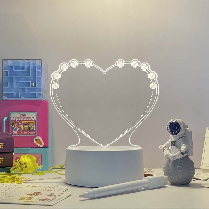 Tableau de messages manuscrits en acrylique 3D avec lumière LED
