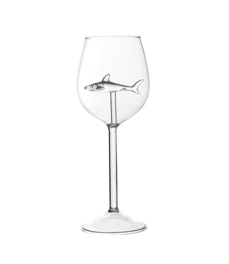 Verres à vin rouge avec requin à l'intérieur Verres à pied en verre transparent sans plomb pour la maison, le bar, les fêtes HFing