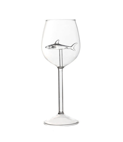 Verres à vin rouge avec requin à l'intérieur Verres à pied en verre transparent sans plomb pour la maison, le bar, les fêtes HFing
