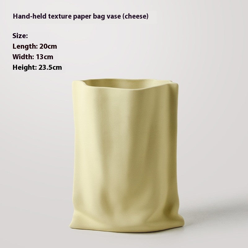 Ceramic Vase Silver-plated Simple Living Room Paper Bag Flower Arrangement