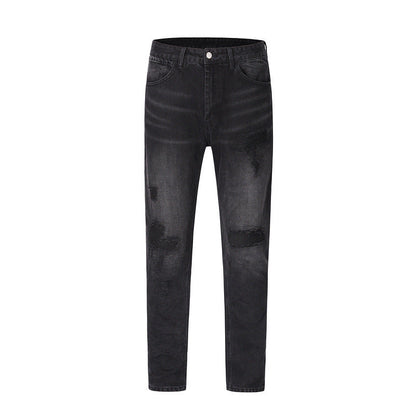 Men's Washed Old Torn Jeans