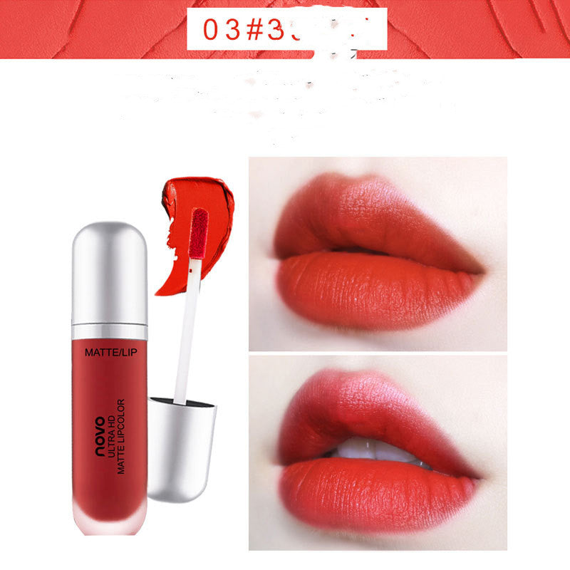 NOVO Crème Glacée Rouge à Lèvres Velours Mat Laque Liquide pour Étudiante