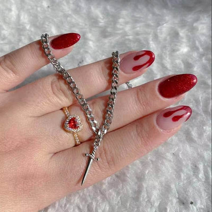 Heart Ring and Sword Necklace Set – Stainless Steel Couple Jewelry Gift