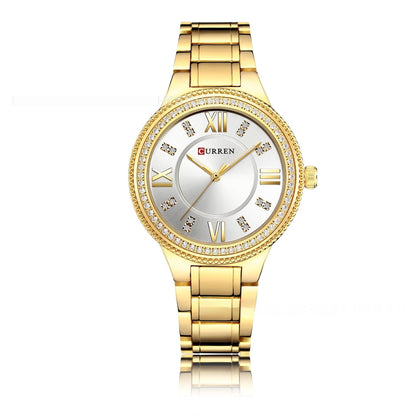 Women's Quartz Fashion Waterproof Diamond Steel Watch