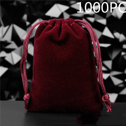 Pochette à Bijoux en Flanelle Unie avec Cordon de Serrage