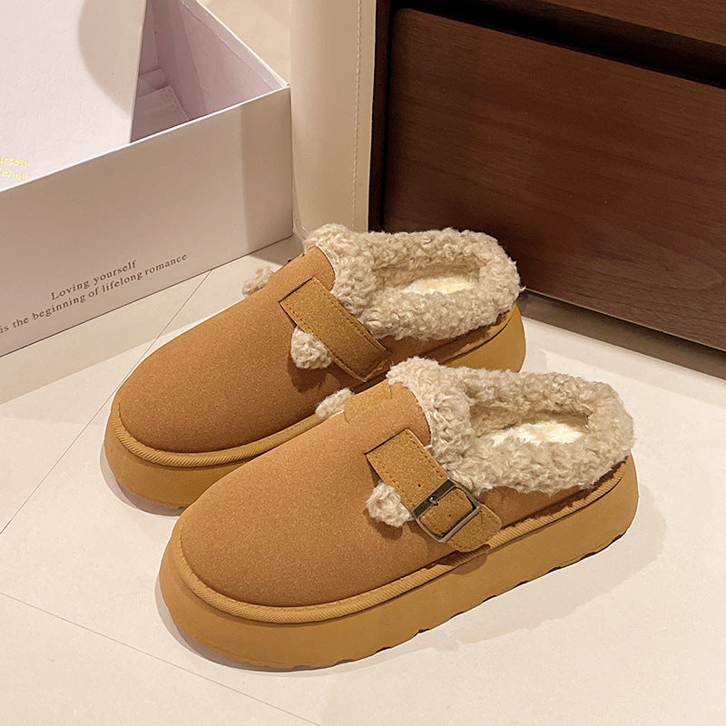 Nouvelles Chaussures d'Hiver de Luxe pour Femmes, Peluche Mode Rétro, Chaussures Plates en Coton, Pantoufles à Semelle Plate pour Femmes, Bottes à Plateforme pour Femmes