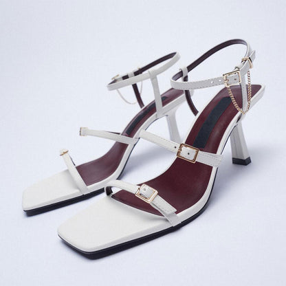 Zapatos de verano para mujer, cabeza cuadrada, España