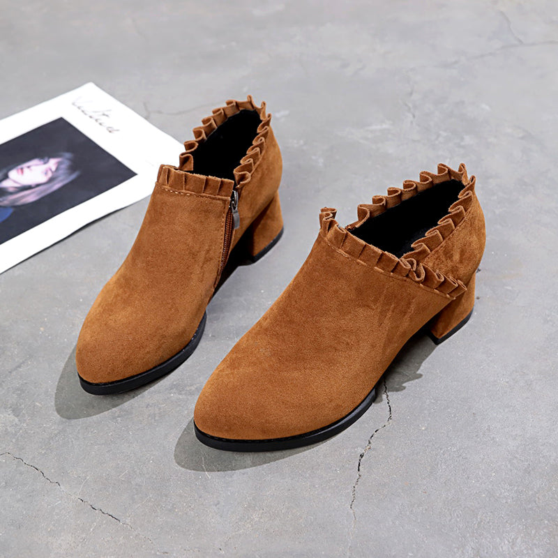 Bottes Martin givrées pour femmes style britannique, bottes courtes pour enfants, bottes à talons épais, bottes à outils, bottes à talons hauts pointus pour femmes, bottes simples printemps et automne