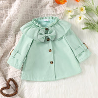 Trench-coat à manches longues et col feuille de lotus pour filles