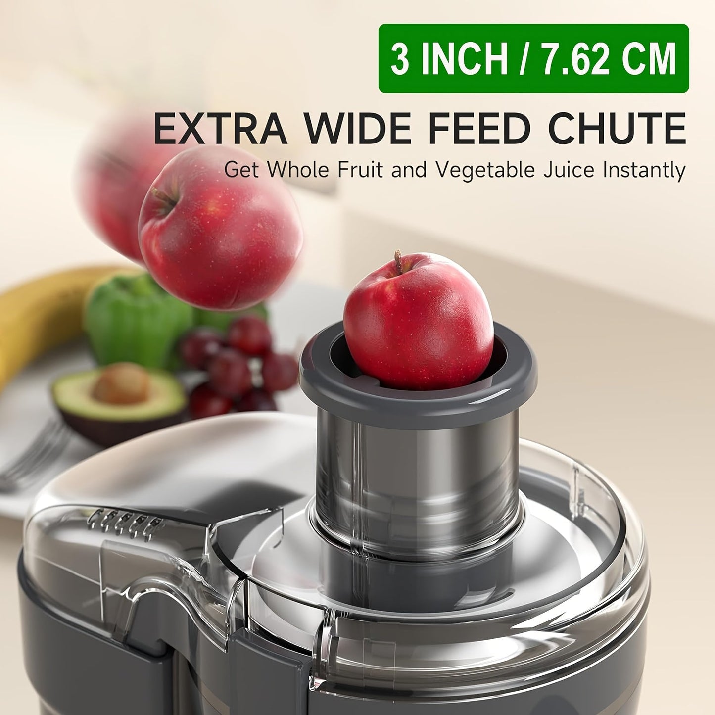 Extracteur de jus 500W pour fruits et légumes – Grande ouverture, acier inoxydable, nettoyage facile