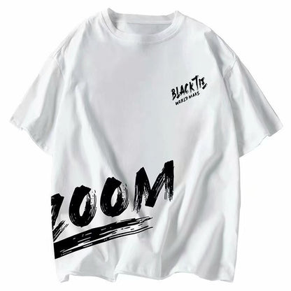 Men’s Letter Print Loose T-Shirt – Polyester | S–5XL