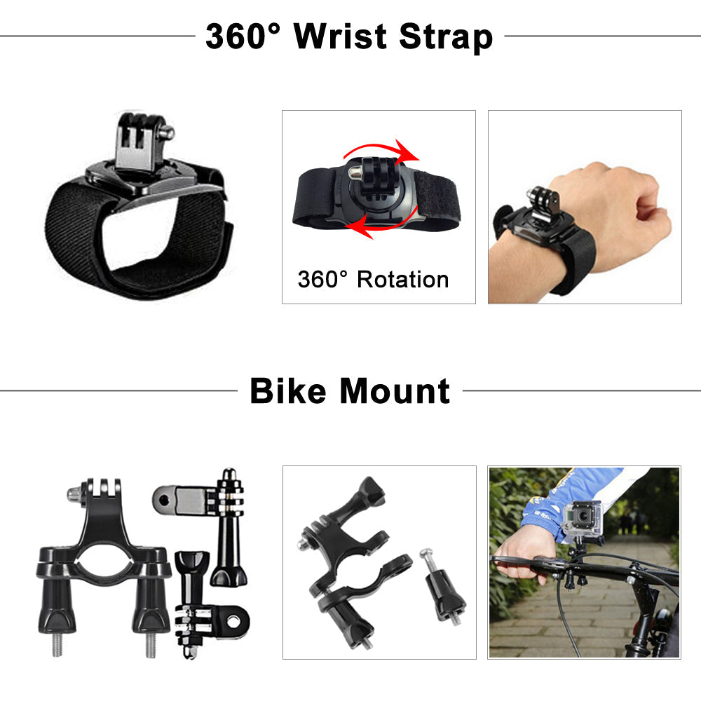 Accessoires pour caméra de sport : ensemble de neuf pièces