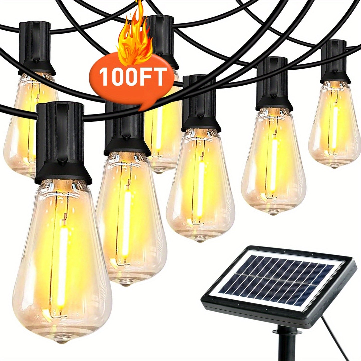 100FT Solar String Lights Outdoor – Waterproof LED Globe Lights for Patio & Garden