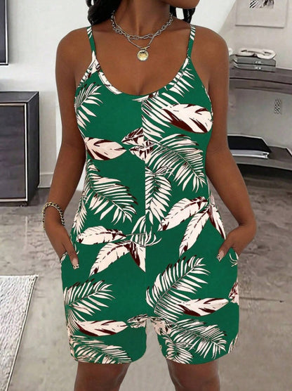 Women Casual All-Over Floral Print Sleeveless Jumpsuit
