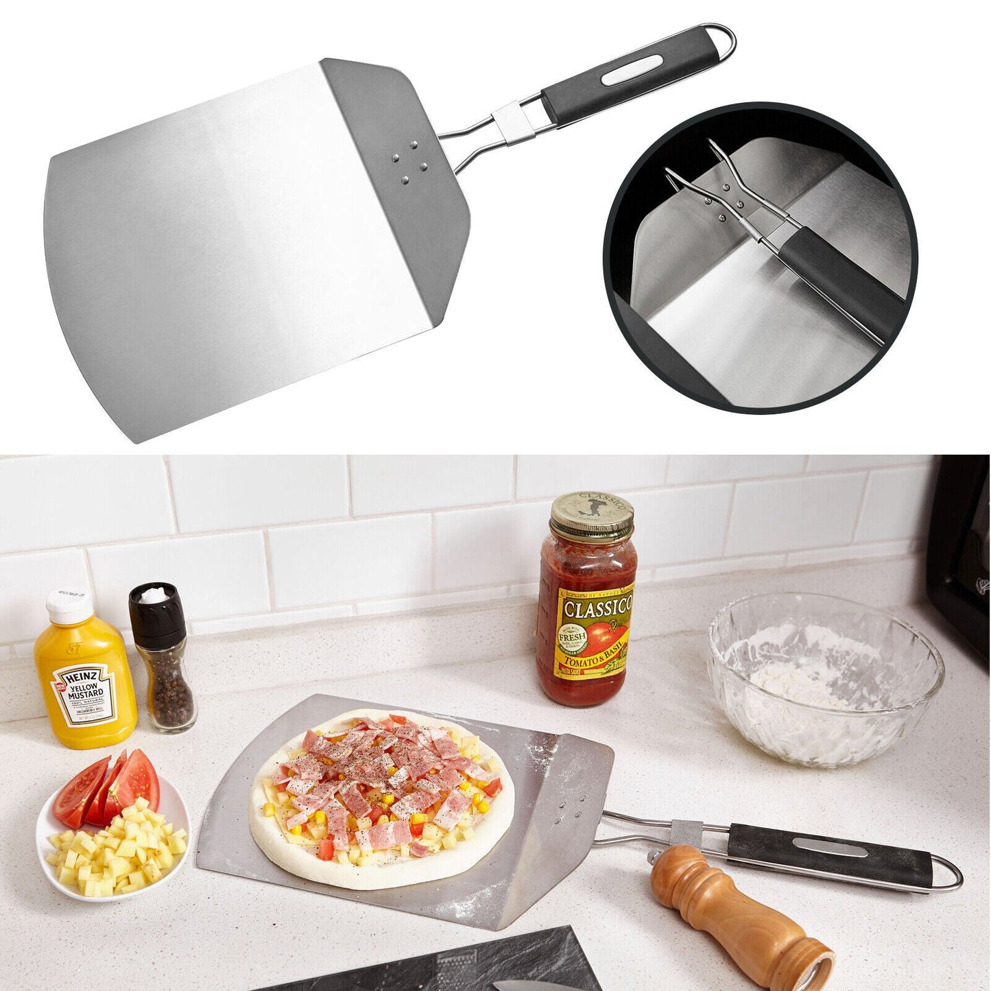 Folding Pizza Spatula Long Handle