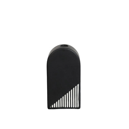 Black And White Striped Ceramic Dried Flower Vase Decorative Art Ornaments