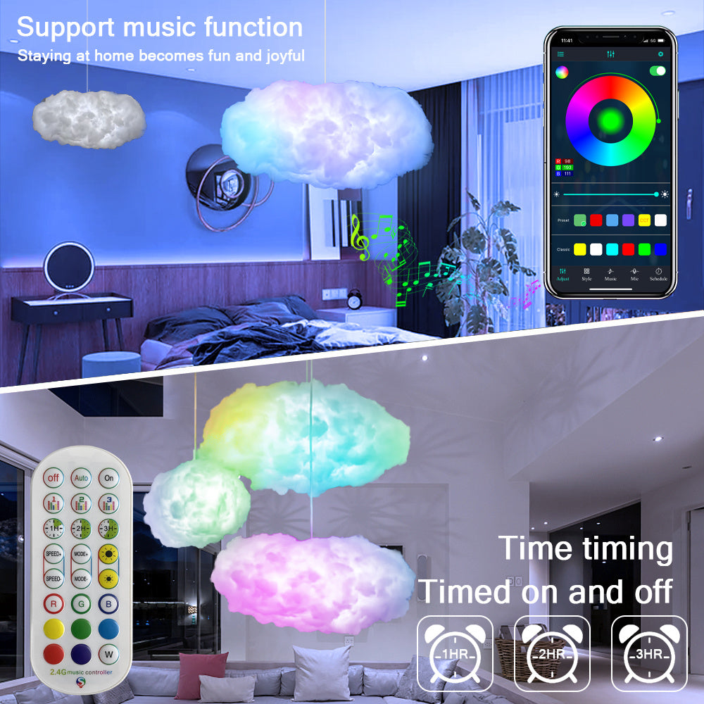 Luz de Nube USB con Control por APP, Sincronización de Música, Luz Ambiental RGBIC 3D, Simulación de Rayos y Nubes para Dormitorio